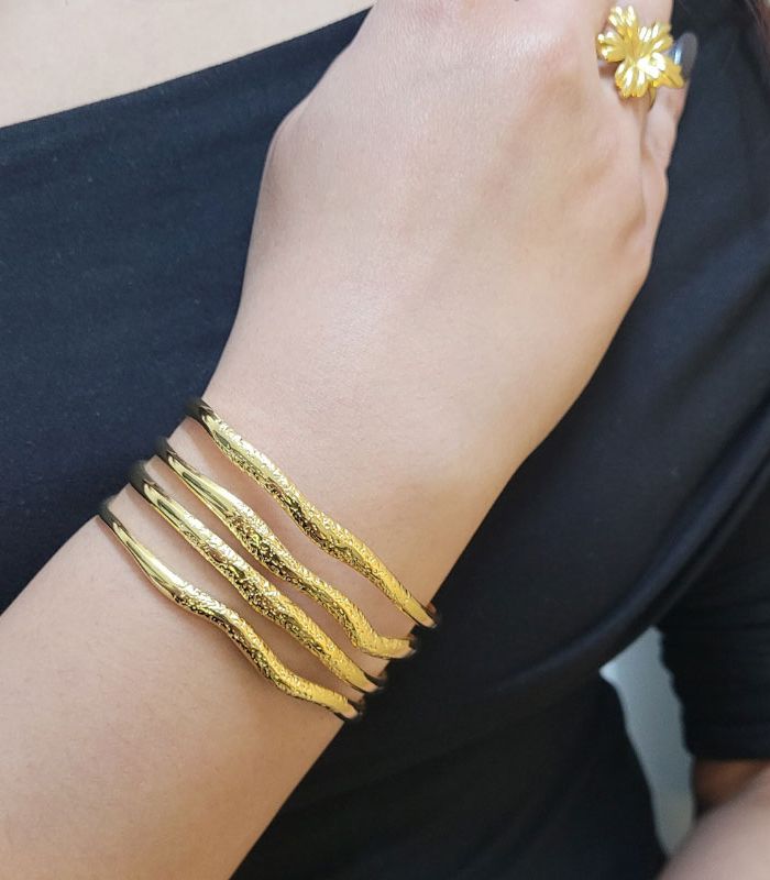 Gold Luxe Wave Cuff Bracelets