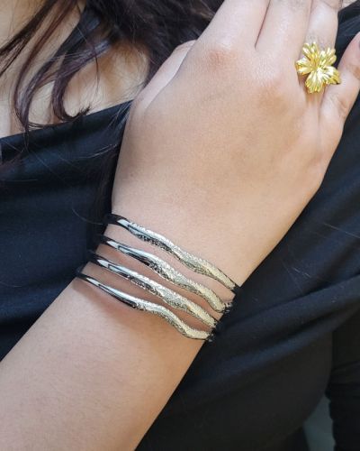 Silver Luxe Wave Cuff Bracelets