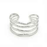 Selene luxe wave silver cuff bracelet for women, Silver cuff bracelet India, AMOHABOLD silver wave bracelet, Minimal silver bracelet for women, Anti tarnish silver cuff bracelet, Sculptural wave cuff jewellery, Modern silver jewellery design, Statement silver bracelet, Everyday silver cuff bracelet, Contemporary jewellery for women
