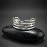 Selene luxe wave silver cuff bracelet for women, Silver cuff bracelet India, AMOHABOLD silver wave bracelet, Minimal silver bracelet for women, Anti tarnish silver cuff bracelet, Sculptural wave cuff jewellery, Modern silver jewellery design, Statement silver bracelet, Everyday silver cuff bracelet, Contemporary jewellery for women
