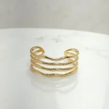 Wave gold cuff bracelet for women, Wave gold cuff bracelet India, Sculptural gold cuff bracelet, AMOHABOLD gold cuff bracelet, Anti tarnish gold bracelet, Minimal gold cuff for women, Gold plated wave bracelet, Modern cuff bracelet, Everyday gold jewellery bracelet, Luxury look cuff bracelet