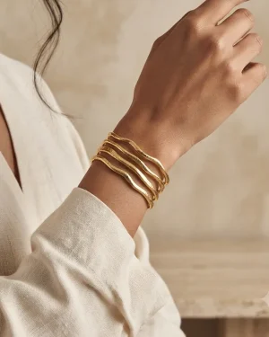 Wave Gold Cuff Bracelet