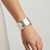 Astra Radiant silver cuff bracelet for women, Silver cuff bracelet India, Minimal silver bracelet for women, AMOHABOLD silver bracelet, Modern silver cuff jewellery, Stainless steel silver bracelet, Statement silver bracelet for women, Everyday silver jewellery, Office wear silver bracelet, Contemporary silver cuff bracelet