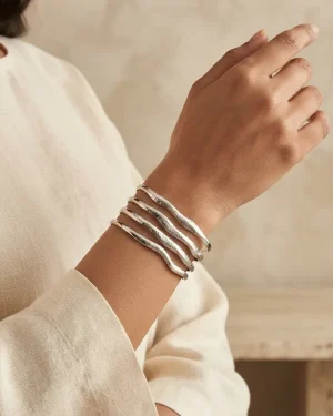 Silver Luxe Wave Cuff Bracelets