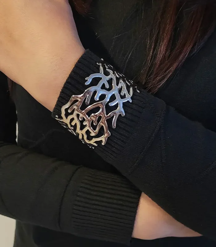 Luna Cosmic Silver Cuff Bracelet