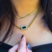 Anti-tarnish hypoallergenic gold-plated Verde Charm Necklace