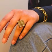 Beaded Solid Square Ring