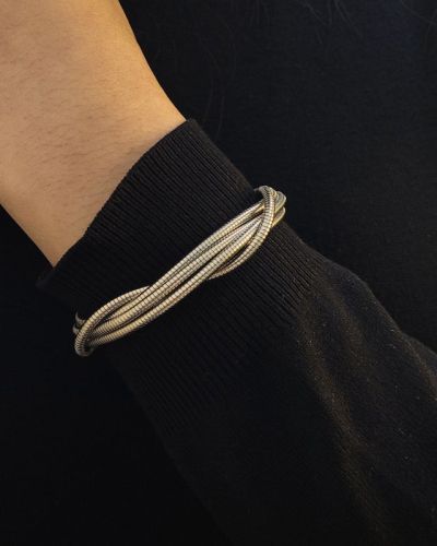 Sleek Twisted Silver Bracelet