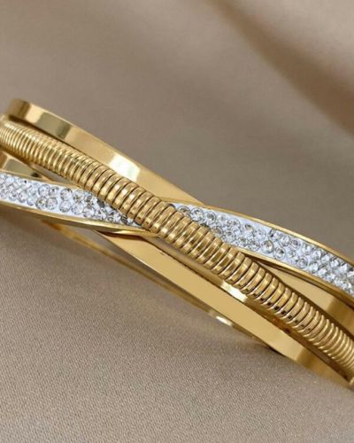 Crossed Rhinestone Bracelet