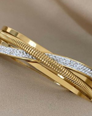 Crossed Rhinestone Bracelet