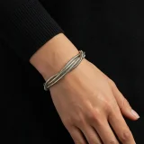 twisted silver cuff bracelet for women, Silver twisted bracelet India, Minimal silver cuff bracelet, AMOHABOLD silver bracelet, Twisted stainless steel bracelet, Modern silver bracelet for women, Everyday silver cuff bracelet, Office wear silver bracelet, Elegant silver jewellery, Contemporary silver bracelet