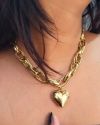 Chunky Heart Pendant Choker Necklace