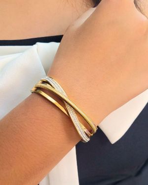 Crossed Rhinestone Bracelet