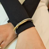 Serpelle triple wrap bracelet for women, Gold snake wrap bracelet, Triple layer gold bracelet, AMOHABOLD layered bracelet, Gold snake chain bracelet, Anti tarnish gold bracelet, Modern layered bracelet for women, Everyday gold wrap bracelet, Minimal stack bracelet, Fashion bracelet India