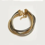 Serpelle triple wrap bracelet for women, Gold snake wrap bracelet, Triple layer gold bracelet, AMOHABOLD layered bracelet, Gold snake chain bracelet, Anti tarnish gold bracelet, Modern layered bracelet for women, Everyday gold wrap bracelet, Minimal stack bracelet, Fashion bracelet India