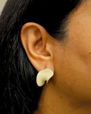 Gold Tone Whit Enamel Earings