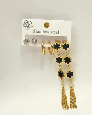 Golden Noir 3-in-1 Earring Set