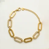 Celeste club chain bracelet for women, Gold chain bracelet India, Minimal gold link bracelet, AMOHABOLD chain bracelet, Anti tarnish gold bracelet, Classic chain bracelet for women, Everyday gold jewellery, Office wear bracelet for women, Sleek gold bracelet design, Luxury look chain bracelet