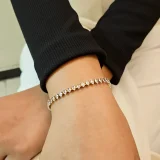 classic tennis bracelet for women, Gold diamond tennis bracelet, CZ tennis bracelet India, AMOHABOLD tennis bracelet, Gold plated tennis bracelet, Anti tarnish tennis bracelet, Minimal crystal bracelet, Elegant bracelet for women, Everyday tennis bracelet, Luxury look tennis bracelet