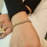triple layer mesh bracelet for women, Gold mesh bracelet India, Triple layer gold bracelet, AMOHABOLD mesh bracelet, Minimal gold bracelet for women, Anti tarnish gold bracelet, Office wear bracelet for women, Sleek layered bracelet design, Modern gold jewellery, Everyday luxury bracelet
