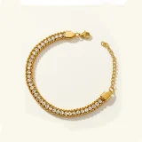 triple layer mesh bracelet for women, Gold mesh bracelet India, Triple layer gold bracelet, AMOHABOLD mesh bracelet, Minimal gold bracelet for women, Anti tarnish gold bracelet, Office wear bracelet for women, Sleek layered bracelet design, Modern gold jewellery, Everyday luxury bracelet