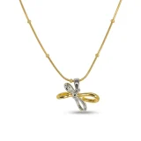 bow pendant necklace for women, Gold bow necklace, Minimal bow pendant necklace, AMOHABOLD bow necklace, Gold plated pendant necklace, Everyday gold necklace for women, Office wear pendant necklace, Anti tarnish bow necklace, Elegant bow jewellery, Layering gold necklace