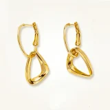 Aurielle cascade gold drop earrings for women, Hanging gold earrings, Minimal gold drop earrings India, AMOHABOLD gold earrings, Elegant drop earrings for women, Lightweight hanging earrings, Gold plated drop earrings, Office wear gold earrings, Anti tarnish hanging earrings, Modern gold earrings