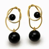 Midnight Motion Earrings for women, Black gold statement earrings, AMOHABOLD elegant earrings, Modern gold plated earrings India, Bold earrings for party wear, Black earrings with gold finish, Fashion earrings for women, Luxury look statement jewellery, Trendy earrings online India, Elegant evening earrings