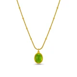 green pendant necklace for women, Minimal gold necklace online India, AMOHABOLD gold necklace, U shaped pendant necklace, Gold plated necklace for women, Everyday office wear necklace, Anti tarnish gold necklace, Elegant minimal jewellery, Modern necklace design for women, Luxury look gold chain