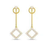 Aurelia prism pearl drop earrings for women, Gold pearl drop earrings India, AMOHABOLD pearl earrings, Minimal pearl earrings for office wear, Elegant gold pearl earrings, Pearl drop earrings for women, Anti tarnish pearl earrings, Luxury look pearl jewellery, Modern pearl drop earrings, Gold plated pearl earrings online