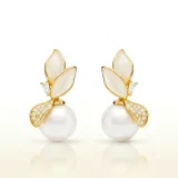 Lunara fluttering pearl earrings for women, Pearl drop earrings gold plated, AMOHABOLD pearl earrings, Elegant pearl earrings online India, Minimal gold pearl jewellery, Feminine earrings for women, Office wear pearl earrings, Anti tarnish pearl earrings, Luxury look pearl jewellery, Modern pearl fashion earrings