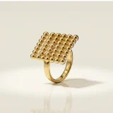 Aurelia beaded square ring for women, Gold square ring jewellery India, AMOHABOLD minimal statement ring, Beaded gold plated ring, Unique geometric ring design, Modern women fashion ring, Anti tarnish gold ring, Everyday gold ring for women, Minimal luxury jewellery ring, Stylish square finger ring