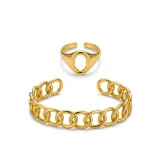 Astra Élise gold cuff bracelet for women, Gold oval cuff bracelet, AMOHABOLD cuff bracelet, Stainless steel gold cuff bracelet, Anti tarnish gold bracelet for women, Minimal gold bangle bracelet, Office wear cuff bracelet, Luxury style cuff bracelet, Everyday gold bracelet India, Modern cuff bracelet for women