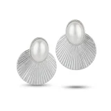 Lunelle pearl burst silver earrings, Silver pearl stud earrings for women, Pearl burst earrings AMOHABOLD, Silver pearl earrings India, Elegant silver stud earrings, Everyday silver pearl jewellery, Office wear pearl earrings, Minimal silver earrings for women, Contemporary pearl earrings, Fashion silver earrings